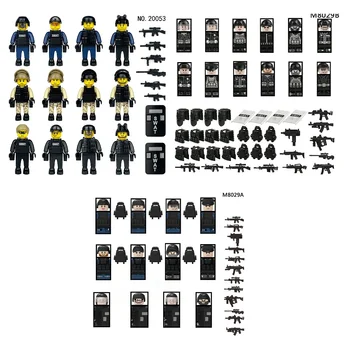 Щит городской полиции специального назначения, армейские солдаты, пистолеты MOC, военное оружие, минифигурины, строительные блоки, фигурки, мини-игрушки для детей