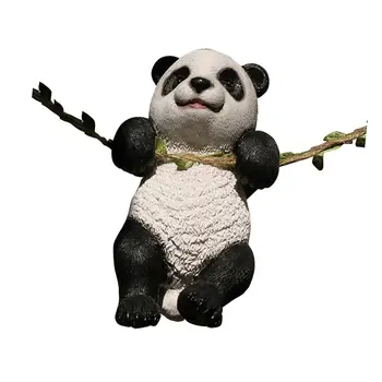 Качели Статуя панды Аксессуар для сказочного сада Скульптура панды из смолы Украшения для наружного рабочего стола в сказочном саду с микроландшафтом во внутреннем дворике