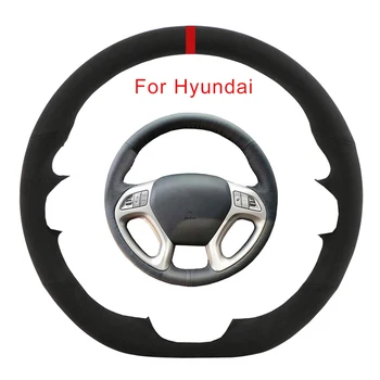 Индивидуальный Оригинальный Чехол Для Рулевого Колеса Автомобиля Hyundai ix35 Tucson 2 2011-2015, Впитывающий Пот, Замшевый Чехол Для Ручного Шитья Рулевого Колеса