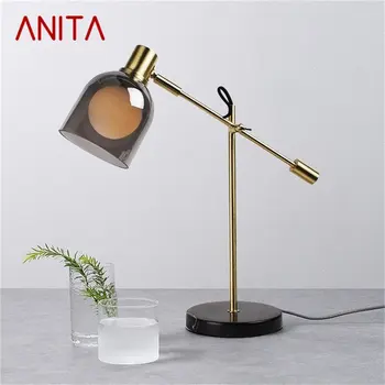 Настольная лампа ANITA Nordic Современного простого дизайна со светодиодной подсветкой для спальни, домашнего декоративного освещения салона