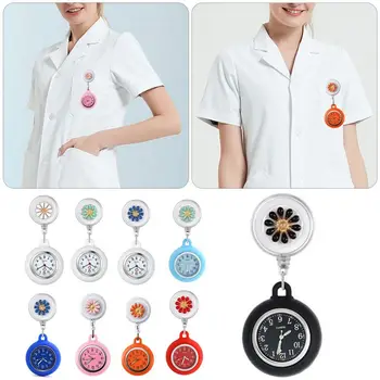 Женские / мужские стеклянные больничные медицинские часы с выдвижной катушкой, часы для медсестер, клипсовые часы, выдвижные карманные часы для врачей
