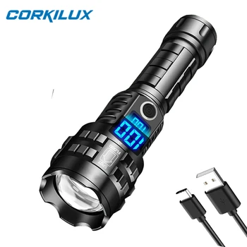 CORKILUX Масштабируемый USB Перезаряжаемый EDC Фонарик Супер Яркие Светодиодные Фонари Высокой Мощности Power Bank Тактическая Вспышка Light Torch