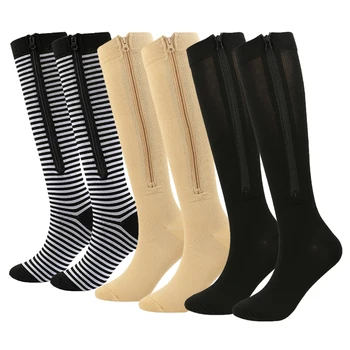 Компрессионные носки для взрослых женщин и мужчин, закрывающиеся на молнию, отекающие носки, леггинсы, дышащие спортивные носки