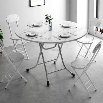 Обеденные столы из скандинавского сланца для домашней мебели Длинный стол Складной стол Квадратный Простота домашнего ресторана Большой круглый стол