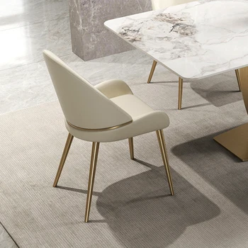 Уникальные кожаные обеденные стулья с роскошными золотыми ножками, напольные модные обеденные стулья Minimalis Tsillas, товары для дома