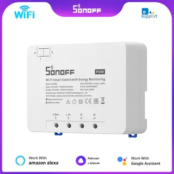 SONOFF POW R3 25A Измерение мощности WiFi Интеллектуальный переключатель Защита от перегрузки Энергосбережение Отслеживание по eWeLink Голосовое управление Через Alexa