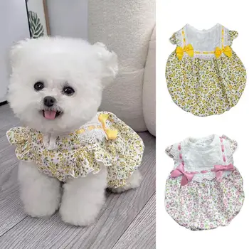 Красивое платье для собаки, пуловер с бантом, платье для щенка, летний костюм принцессы для косплея маленькой собачки