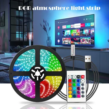 Светодиодная Лента RGB Гибкая Лампа Лента Диод USB Кабель 3 Клавиши Управления DC5V 1 М 2 М 3 М 4 М 5 М Настольный Экран телевизора Фоновое Освещение