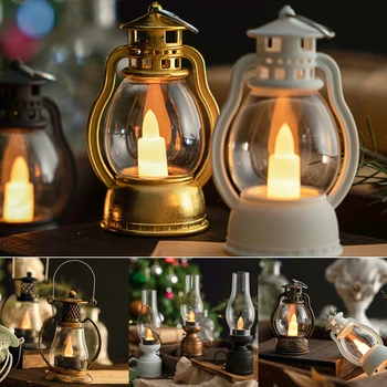 Винтажный Светодиодный фонарь-свеча, Ретро Керосиновая лампа, Подвесной светильник для свечей, Уличный Портативный Электронный Фонарь, Декор для дома и сада