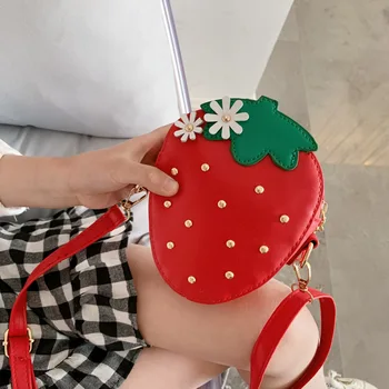 Детская девочка Ивовый гвоздь клубничная сумка на одно плечо для хранения сладких милых фруктов сумки-мессенджеры через плечо Сумочка детские подарки