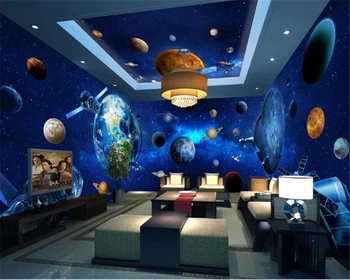 beibehang Индивидуальные современные минималистичные вселенные галактика Земля 3D тема пространство весь дом фоновые обои украшение дома