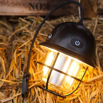 Винтажная походная лампа, Портативный фонарь с плавным затемнением, USB-аккумуляторная Водонепроницаемая Аварийная палатка, Подвесной светильник для улицы