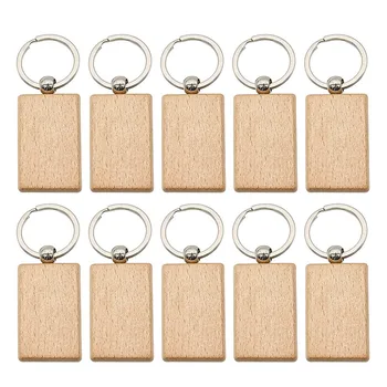 10 шт. пустой деревянный брелок для ключей, деревянный брелок для ключей, брелки для ключей или лучше всего