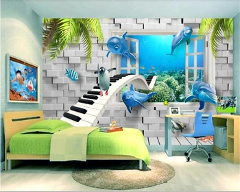 обои beibehang для детской комнаты papel de paredeHD behang современный креативный подводный мир фоновые обои для детской комнаты