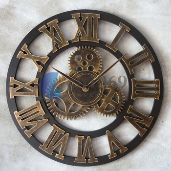 Индивидуальные настенные часы промышленного назначения, аналоговые Европейские Римские цифры, креативные настенные часы, оригинальный Винтажный декор в стиле ЛОФТ
