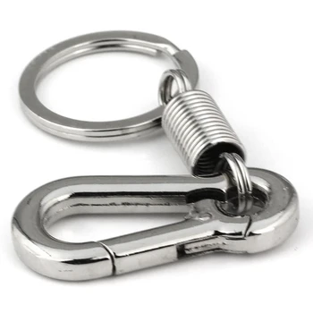 4-кратный прочный брелок с карабином, кольцо для ключей, полированный брелок для ключей, весенний брелок для ключей, деловой брелок для ключей, серебристый