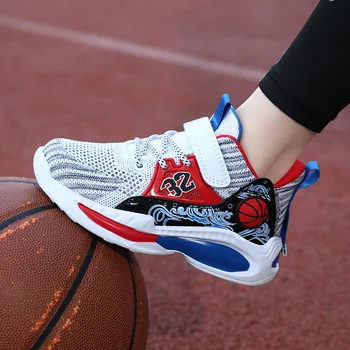 Детская спортивная обувь, Дышащая баскетбольная обувь для мальчиков, Сетчатые детские кроссовки для мальчиков, легкие кроссовки для бега, Chaussure Enfant