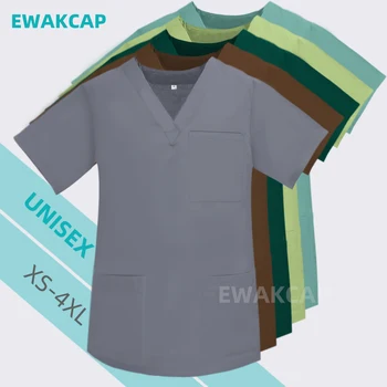 Женская мужская блузка-скраб для хирургического медицинского ухода с мультяшным принтом, униформа для врача и больницы, Униформа для ухода за домашними животными