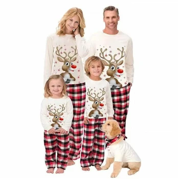 YAGIMI Pijamas De Navidad, Знакомые Рождественские Пижамы, Семейный Принт Лося, Рождественский Семейный Образ Для мамы И Детей, Одинаковые Комплекты для семьи