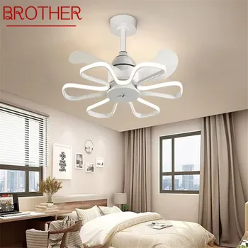 BROTHER Современные Винтажные Потолочные вентиляторы, Креативная светодиодная Белая лампа, 3 цвета, пульт дистанционного управления для дома, гостиной, спальни