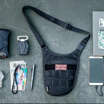 Тактическая сумка через плечо, сумка для подмышек, мужская боевая сумка скрытого агента Molle, дорожный кошелек, телефон, ключ, противоугонная сумка