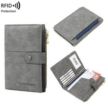 Противоугонный бумажник для паспорта, RFID-держатель для паспорта, дорожный кошелек с застежкой-молнией, держатель для документов, Многофункциональная дорожная сумка для паспорта