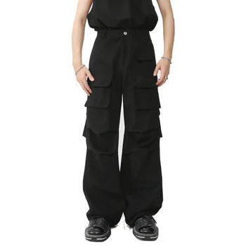 2023 Весенне-летние брюки-карго Мужские с несколькими карманами, Свободная повседневная уличная одежда, Модные брюки-карго в стиле хип-хоп, спортивные штаны для бега трусцой