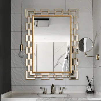 Скандинавское зеркало для ванной комнаты, настенное туалетное зеркало, простое туалетное зеркало для макияжа, туалетное бытовое светодиодное интеллектуальное зеркало