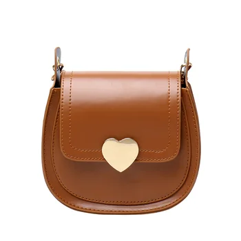 Маленькая женская сумка 2021, новая модная седельная сумка с замком в форме сердца, простые Ретро сумки-мессенджеры на одно плечо, сумки люксового бренда