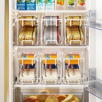 Двухслойный стеллаж для хранения напитков в холодильнике со столешницей Органайзер для банок пива и газировки кухонные Держатели и стойки для хранения