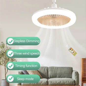 Потолочный вентилятор с регулируемой яркостью, лампа с дистанционным управлением, Современная спальня, Декоративная Потолочная лампа E27, Электрический вентилятор, лампа-вентилятор