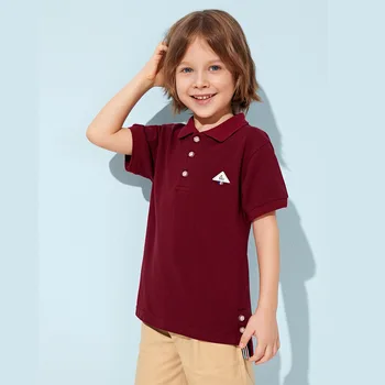 Футболка для мальчиков, летняя детская одежда с коротким рукавом, хлопковые футболки с отложным воротником, модные детские футболки, футболки для маленьких девочек, топы для подростков
