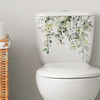 Наклейка на стену с цветочным листом растения 30 * 25 см, креативный туалет, декоративный ресторан, Ванная комната, коммерческая самоклеящаяся наклейка на стену