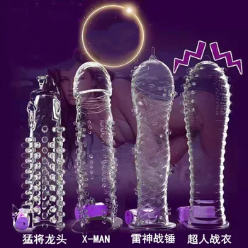 Увеличивающее пенис прозрачное хрустальное вибрирующее фиксирующее кольцо для спермы, вибрирующий презерватив с волчьим зубом, презерватив с жалом для пениса, секс-игрушки для взрослых