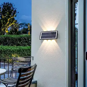 Солнечный настенный светильник высокой яркости, автоматическая зарядка, Водонепроницаемость IP65, Автоматическое включение / выключение, Уличный Садовый настенный светильник, забор во дворе, светодиодная подсветка