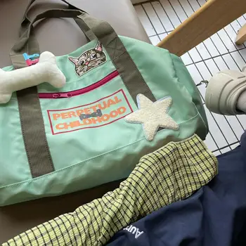 Корейская Y2k Звезда, лоскутное шитье, Эстетичный контрастный цвет, Женская сумка большой емкости, спортивная сумка для фитнеса, сумка через плечо