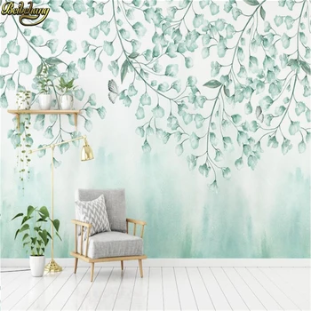 beibehang papel de parede 3D скандинавские простые зеленые листья обои для стен 3 d Гостиная спальня фотообои рулон обоев