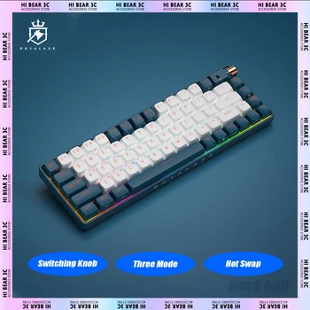 Ручка переключения беспроводной механической клавиатуры Royal Axe R87, трехрежимная игровая клавиатура с горячей заменой, 88 клавиш, динамический RGB для ПК, геймера Mac