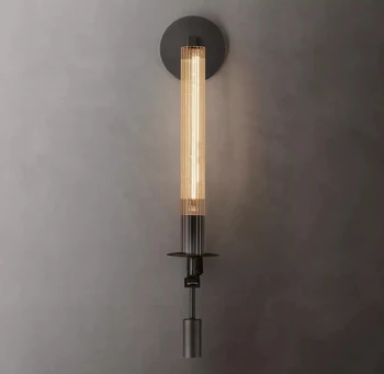 Современный ретро светодиодный настенный светильник прозрачное стекло латунь хром черный никель настенный светильник гостиная ванная комната лампа для спальни