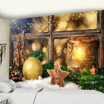 Новогоднее Рождественское украшение дома в стиле хиппи фоновая ткань психоделическая сцена богемное украшение стен