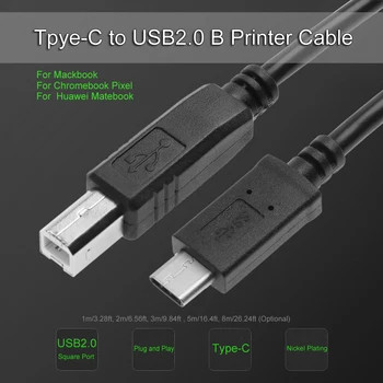Прочный шнур сканера, Износостойкий штекерный кабель USB 3.1 Type C- USB 2.0 B, разъем для передачи данных, провод для жесткого диска принтера