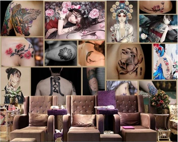 beibehang Настройте любой размер трехмерных обоев-пазлов для тату-студии, декоративная роспись стен из папье-маше