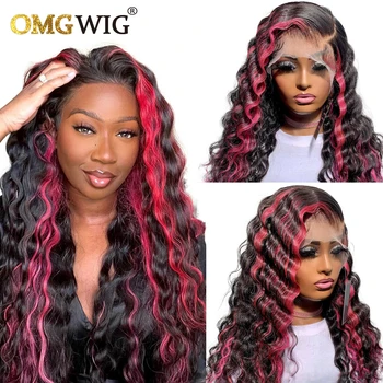 Розовая изюминка 360 Кружевных фронтальных париков для женщин Индийские парики из натуральных волос 13x4 Кружевной Фронтальный парик Свободная Объемная волна Бразильский