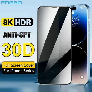 30D Защитное Стекло Конфиденциальности Для iPhone 14 Plus 13 11 12 Pro Max Mini XS XR X Anti Spy Закаленная Защитная Пленка С Полным Покрытием Экрана