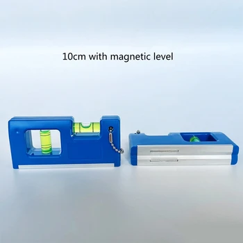 Мини-магнитный Маленький карманный уровнемер с двумя пузырьковыми спиртовыми выравнивателями Металлический брелок и крючок для удобной переноски и хранения для плитки Q84D