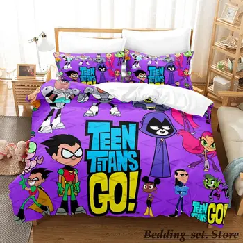 Комплект постельного белья Teen Titans Single Twin Full Queen King Size Комплект постельного белья для детской спальни Aldult Наборы пододеяльников для кровати в стиле аниме parure de lit