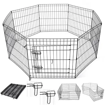 Складной Манеж для собак с 8 панелями, металлический забор, клетка для упражнений, игровая ручка для щенков