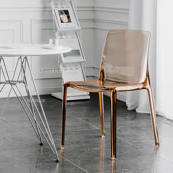 Скандинавские Пластиковые Прозрачные обеденные стулья для кухни со спинкой, простой Современный туалетный стул, Хрустальный обеденный стул для отдыха на открытом воздухе