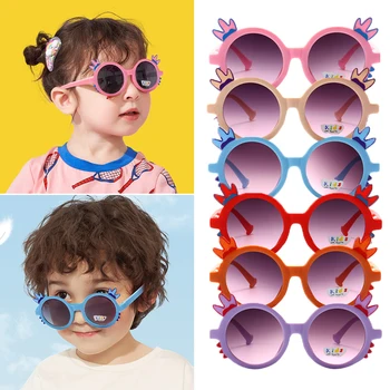 Детские Солнцезащитные очки в форме короны, устойчивые к ультрафиолетовому излучению, для маленьких девочек, Акриловые Солнцезащитные очки UV400 Для мальчиков, Детские Очки для защиты глаз