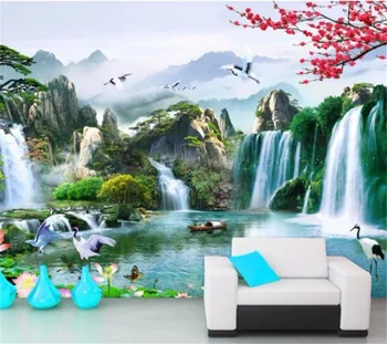 Масштабные фрески wellyu на заказ, красивые реки, текущая вода, изобилие обоев на фоне китайского телевизора